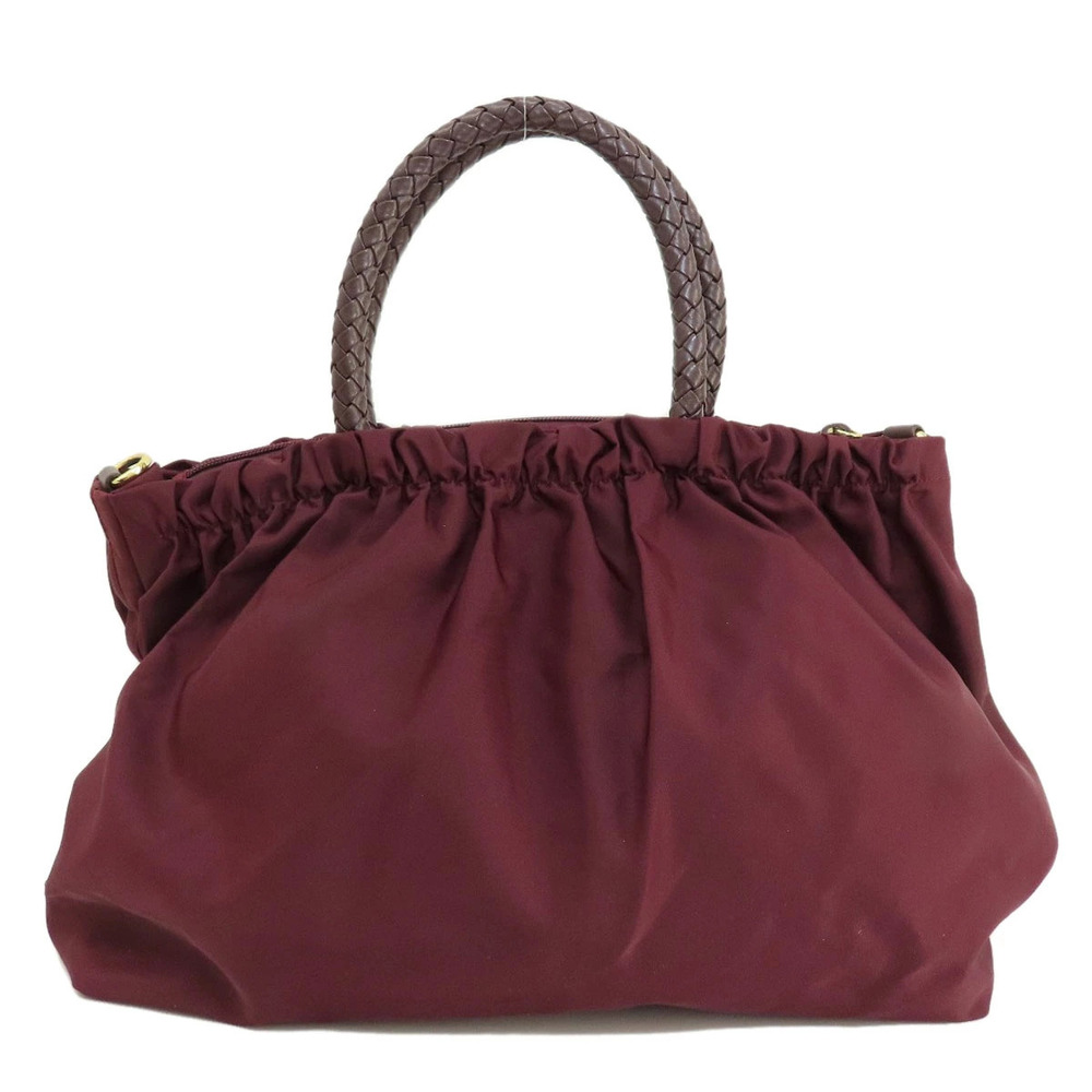 Prada Ribbon braided shoulder burgundy Red bow bag 2way Handbag